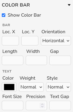 Sidebar panel for global colorbar and legend placement controls
