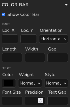 Sidebar panel for global colorbar and legend placement controls