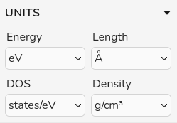 Units panel in Density of States mode