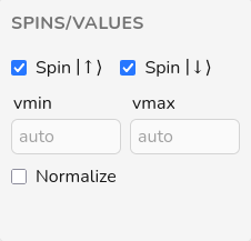 Spins/Values controls for projected DOS