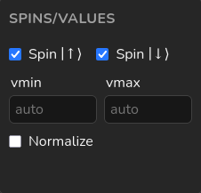 Spins/Values controls for projected DOS