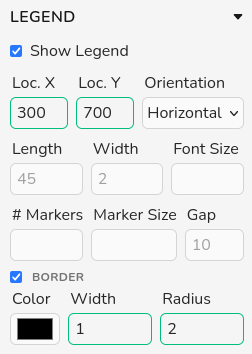 Global legend panel in the right sidebar for position and border settings