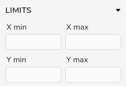 Screenshot of the limits panel showing the customizable options for the x and y limits.