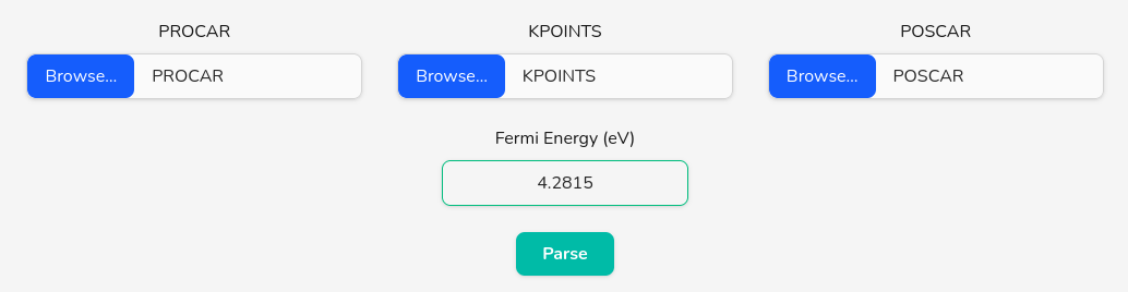 Screenshot of the upload panel indicating the required band-structure files