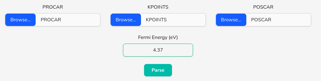 Screenshot of the upload panel indicating the required band-structure files